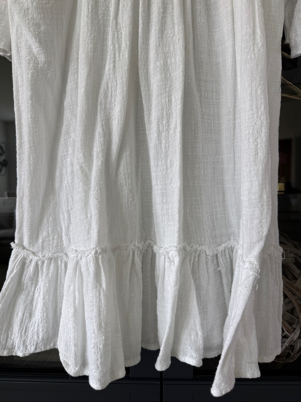 ROVE White Gauze Ruffle V-Neck Dress - Picture 3 of 8